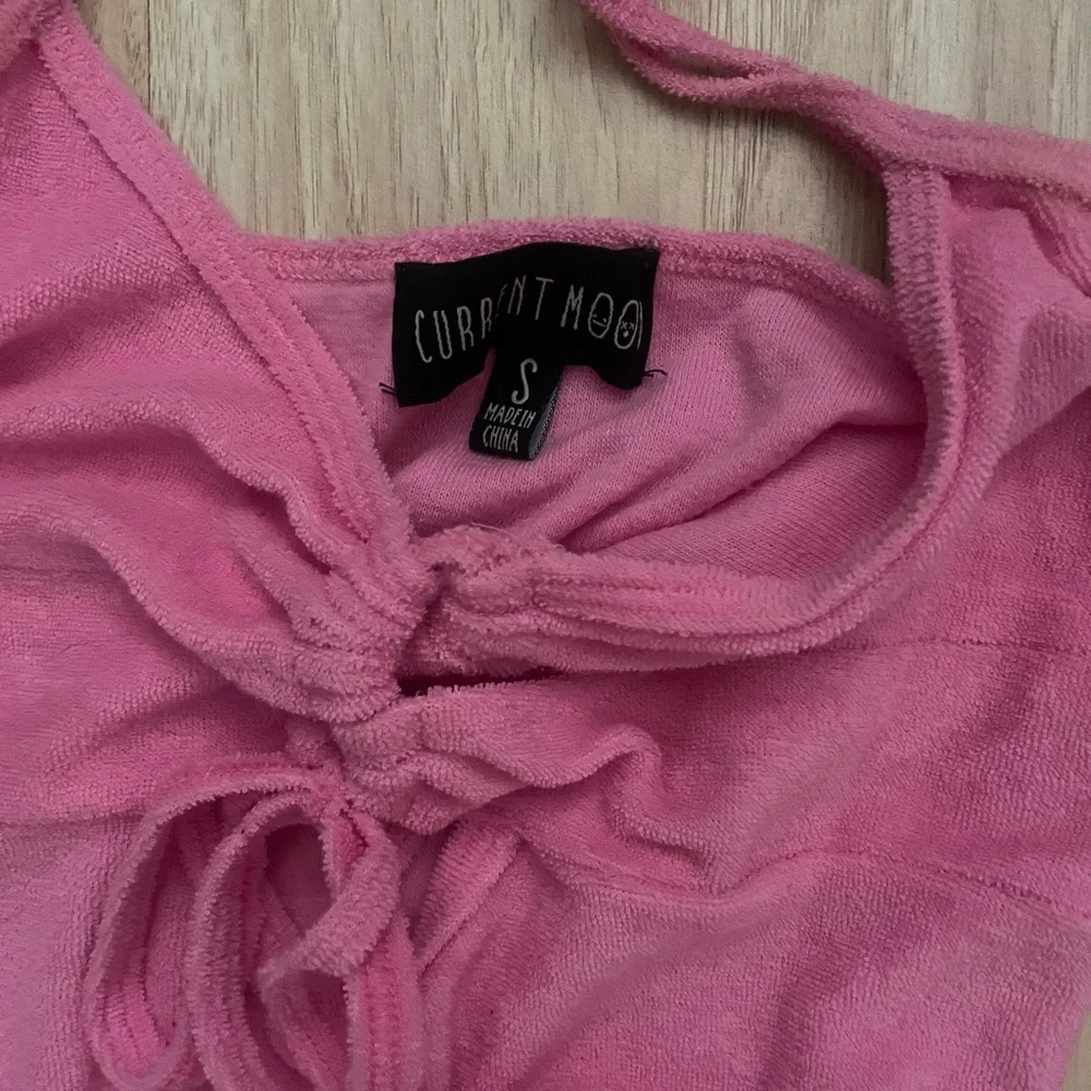 Current Mood Pink Tie-Strap terry cloth dress - Picture 2 of 3